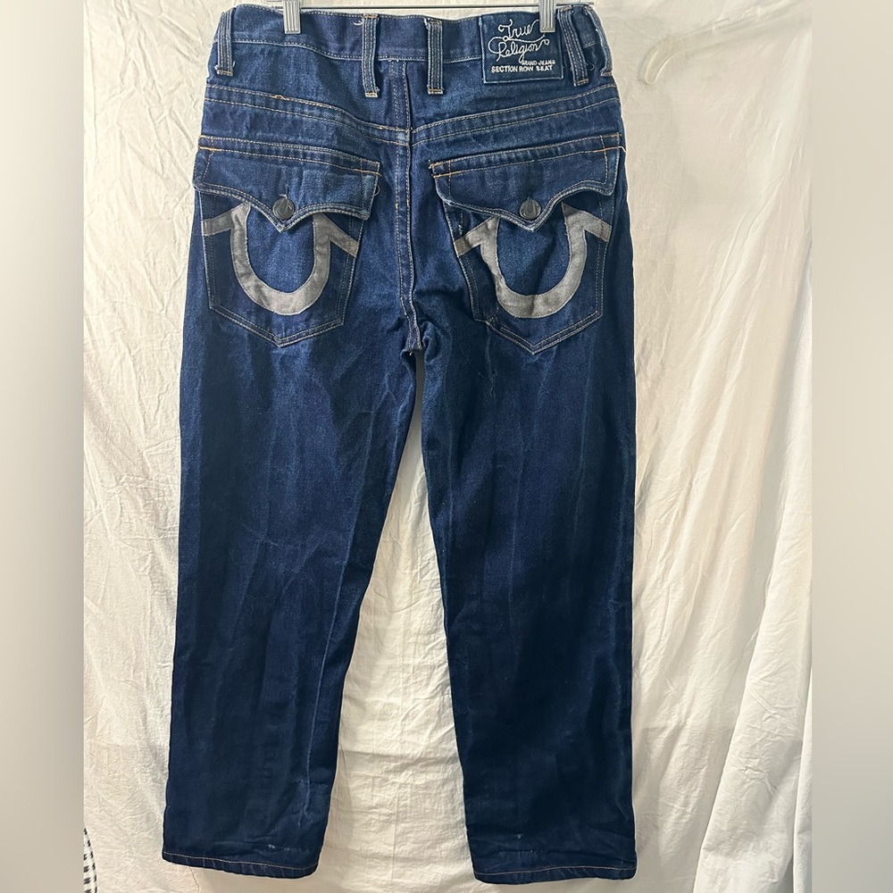 True Religion Section Row Seat Jeans Mens 36 Dark Wash Button Fly